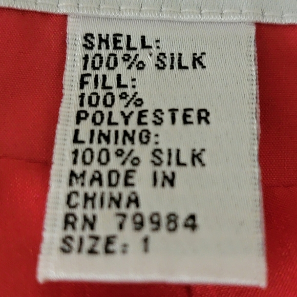 Chico's design silk quilted zip up high neck red jacket size 1 (medium 8) - Picture 7 of 8